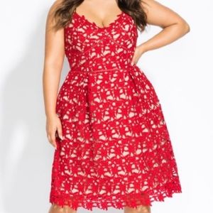 Red City Chic Cocktail Dress Plus Size